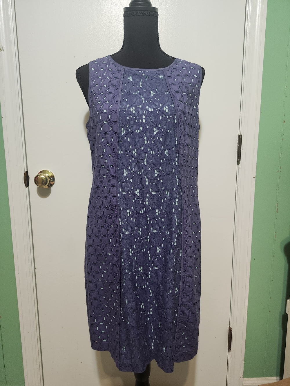 Nine West Purple Eyelet Lace Midi Dress